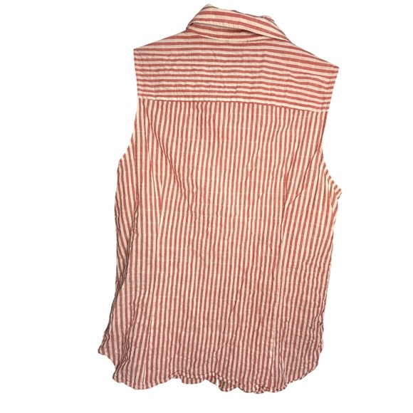 Tommy Hilfiger Women Sleeveless Striped Button Up Shirt Size Medium - Picture 2 of 6